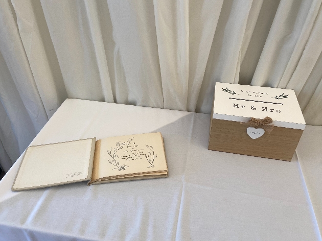 Memory box and guestbook at wedding