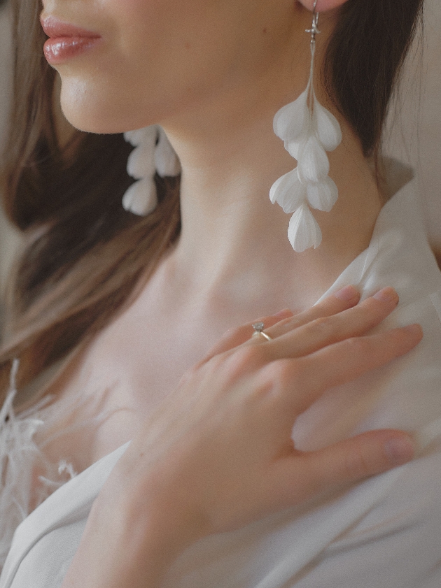 white petal bridal earrings