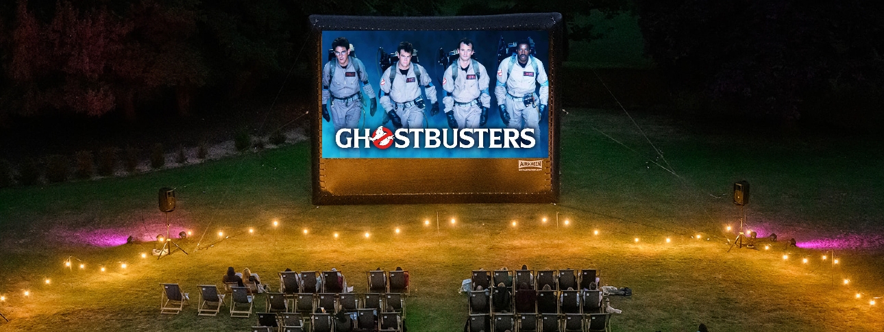 ghostbusters film playing to outside audience