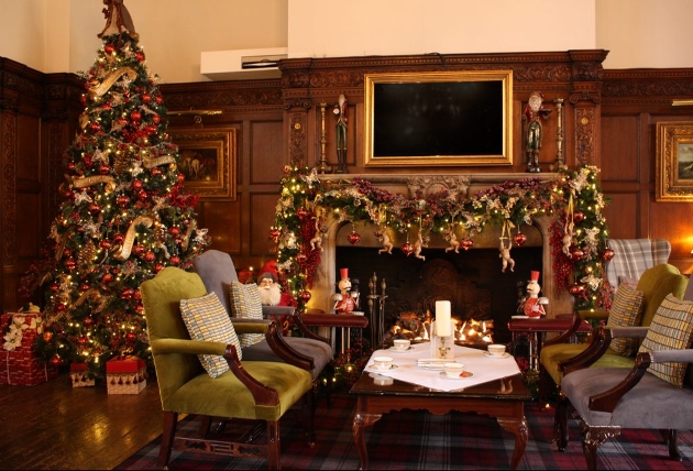 Cosy, christmas fireplace setting