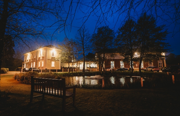 Nighttime shot of hotel exterior