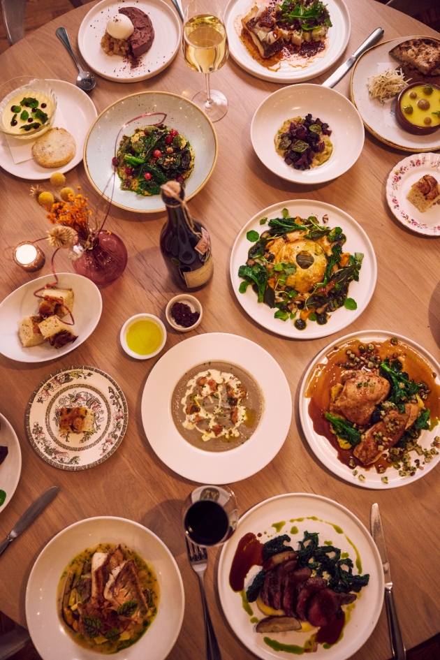 selection of festive dishes on a table