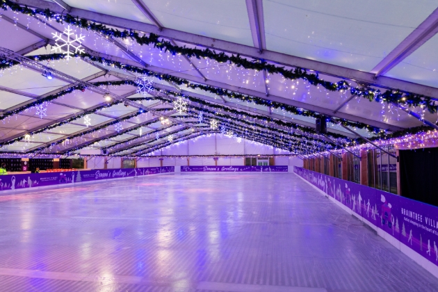 ice rink lit with fairylights